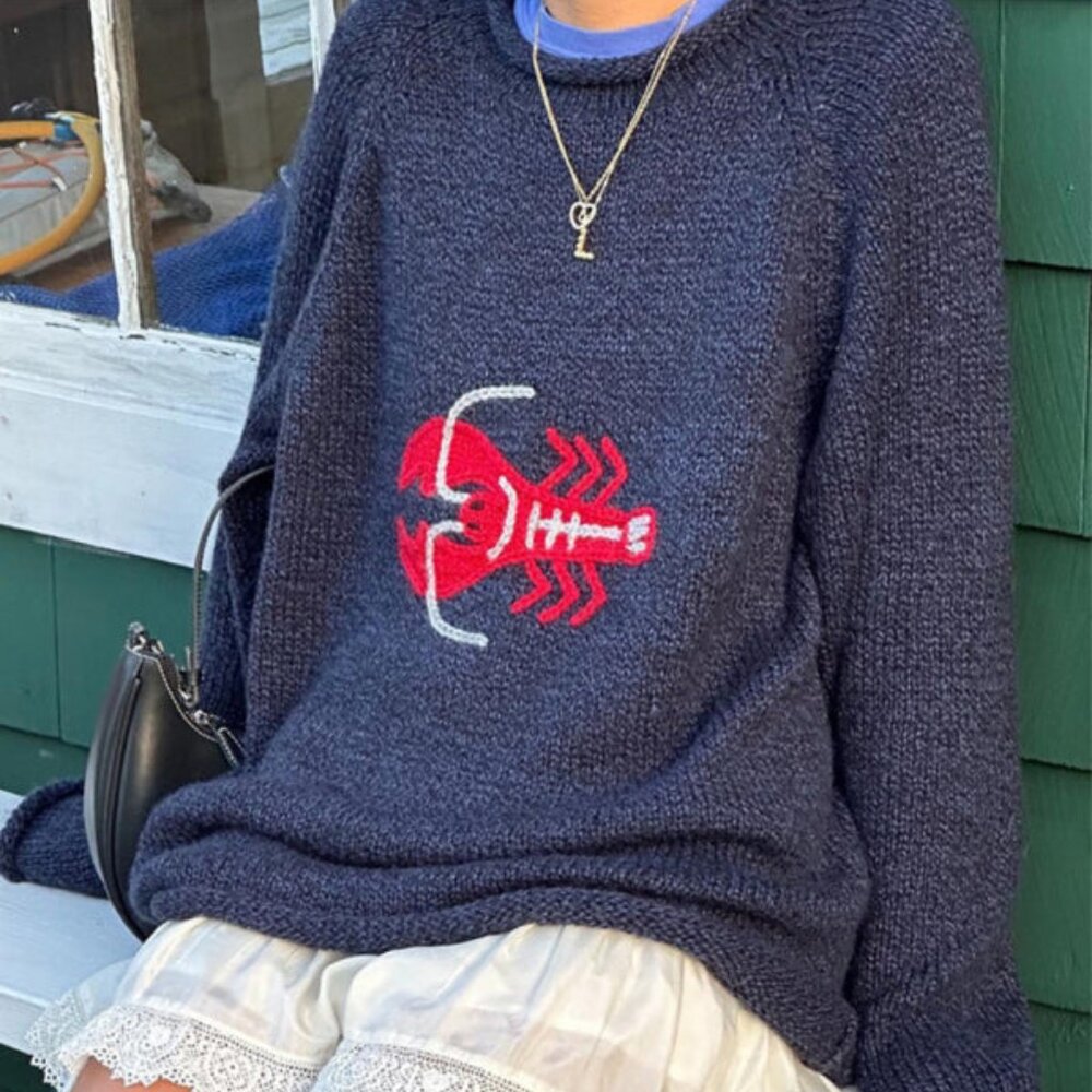 Loose Fit Lobster Woven Animal Sweatshirt